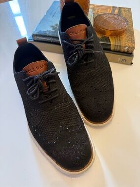 Cole Haan Black Knit Derby with Brown Leather Accents